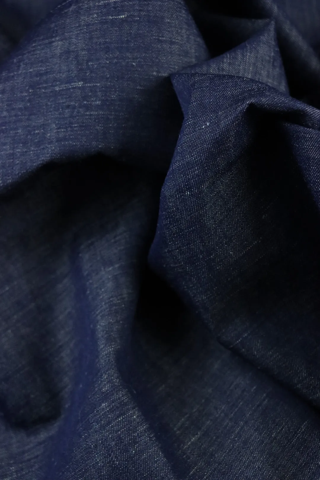 1YD 2IN REMNANT; Indigo Hemp Cotton Blend 8oz Denim