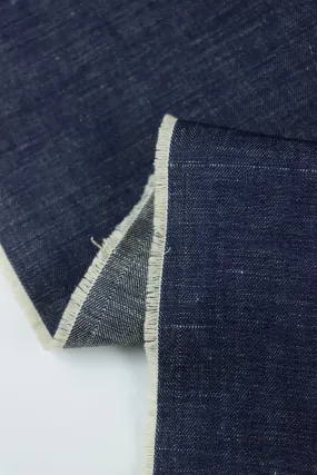 1YD 2IN REMNANT; Indigo Hemp Cotton Blend 8oz Denim