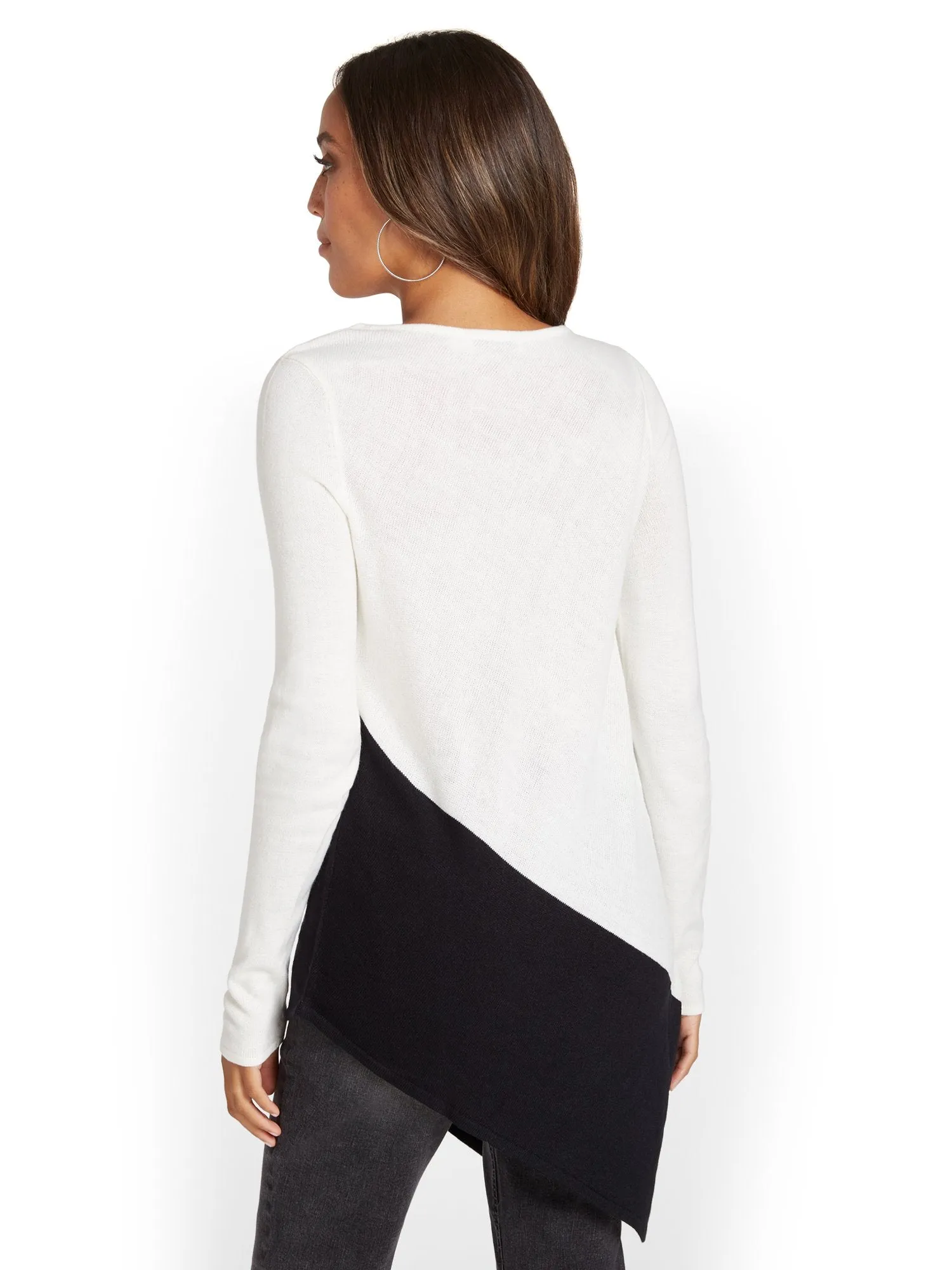 Asymmetric Colorblock Tunic Sweater