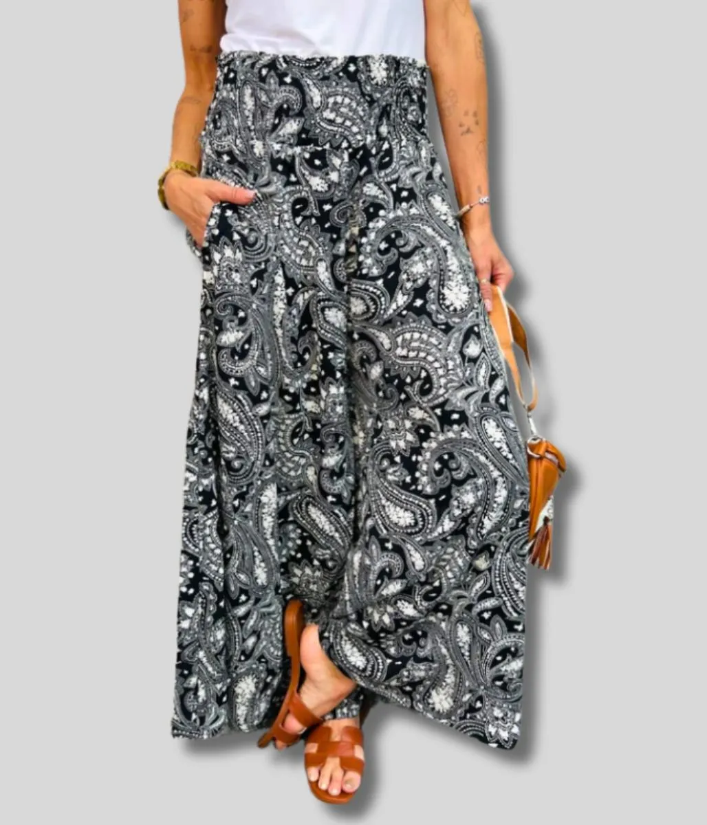 Black & White Print Palazzo Trousers