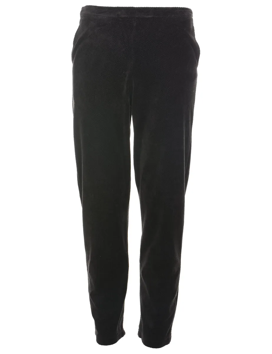 Black Herringbone Tweed Velour Trousers - W24 L31