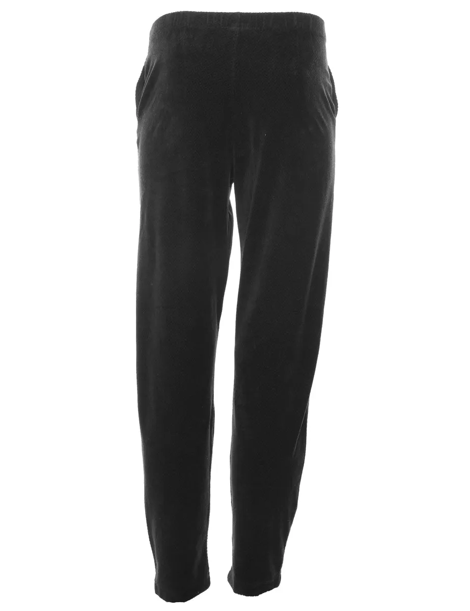 Black Herringbone Tweed Velour Trousers - W24 L31