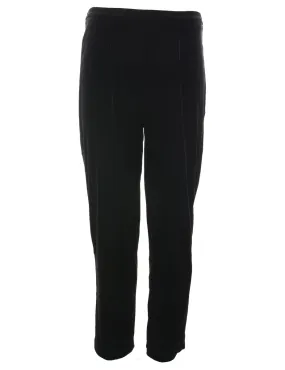 Black High Waist Velvet Trousers - W26 L28