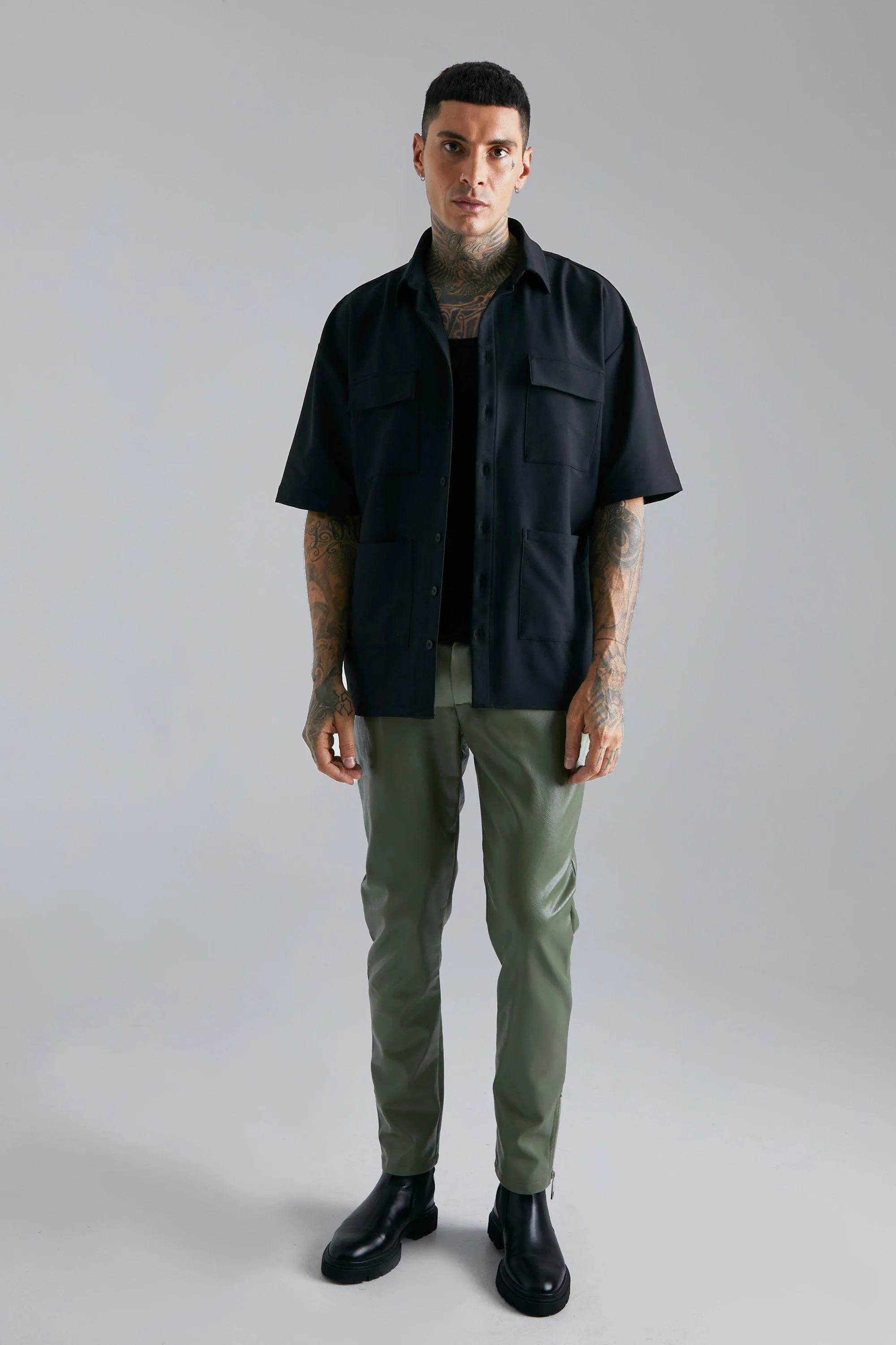 Cargo Oversized Pocket shacket Shirt