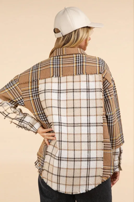 Casual Plaid Oversized Casual Shacket