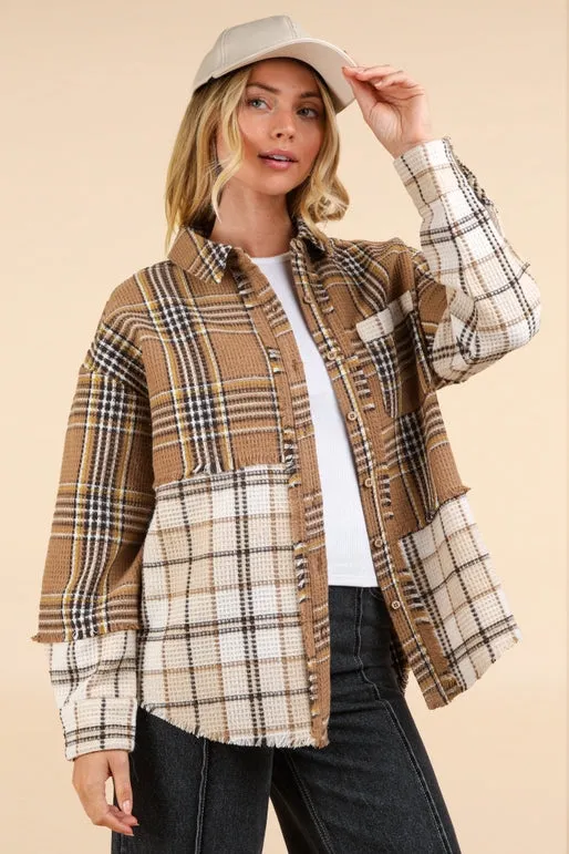 Casual Plaid Oversized Casual Shacket