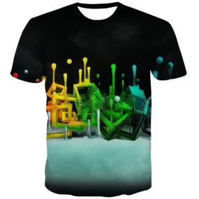 Colorful T-shirt Men Art Shirt Print Graffiti Tshirts Novelty Abstract Tshirts Casual Harajuku Tshirt Anime