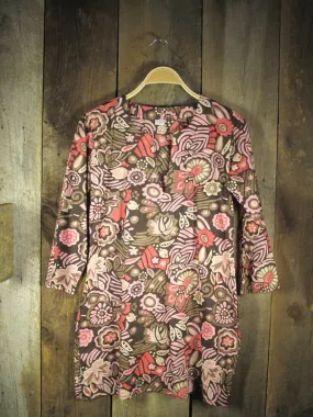 Cotton Tunic Top in Rose Pink on Brown