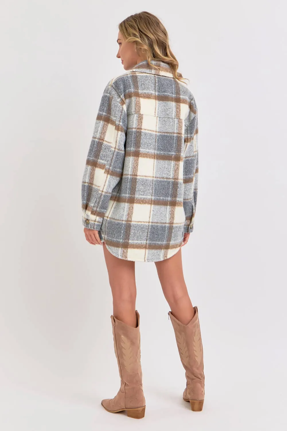 COZY GREY PLAID SHACKET