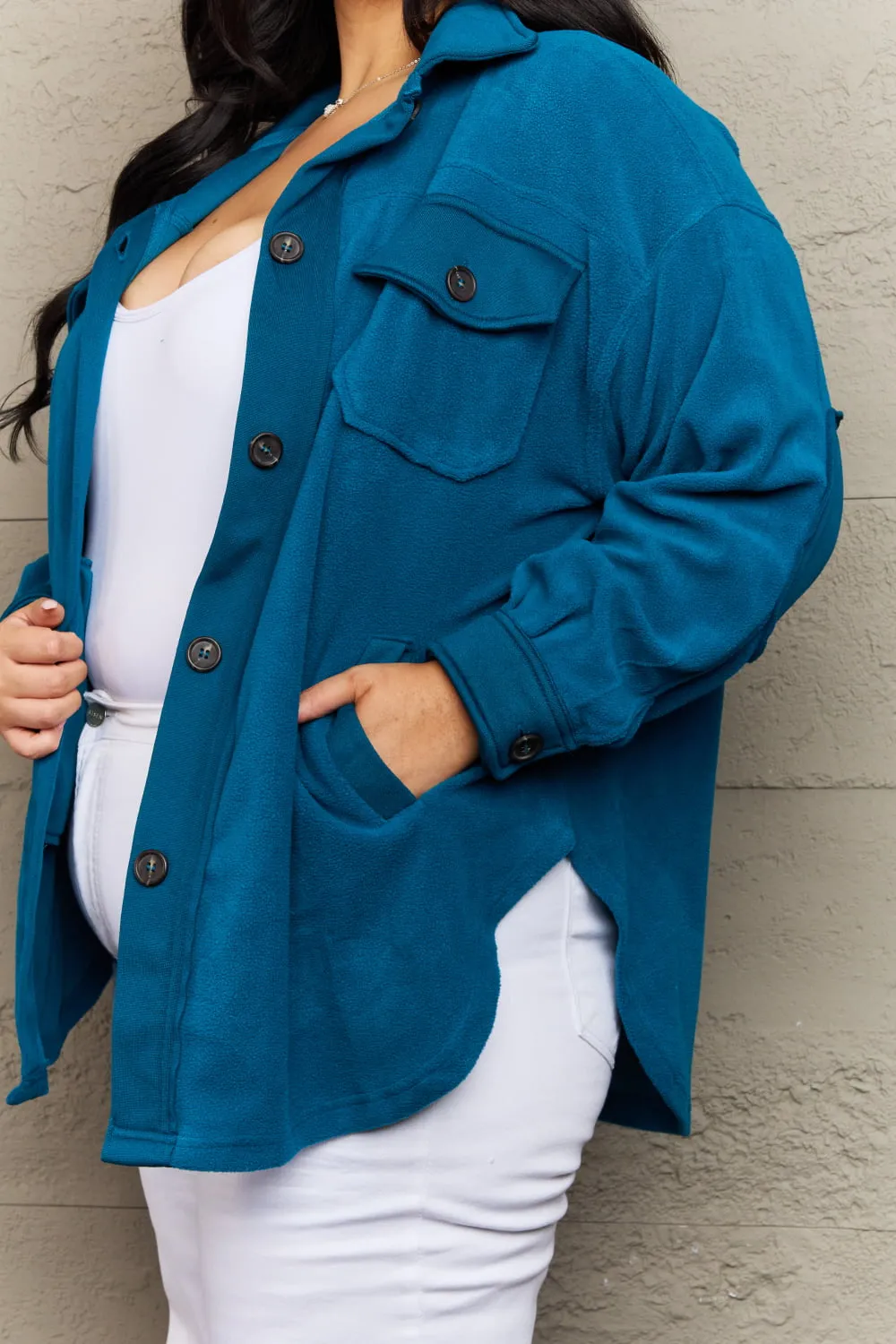 Cozy in the Cabin Shacket (Teal)