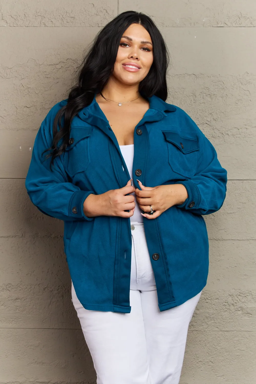 Cozy in the Cabin Shacket (Teal)