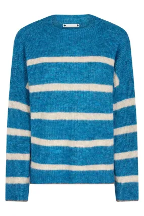 Cozy Stripe Turtleneck | New Blue | Strik fra Co'couture