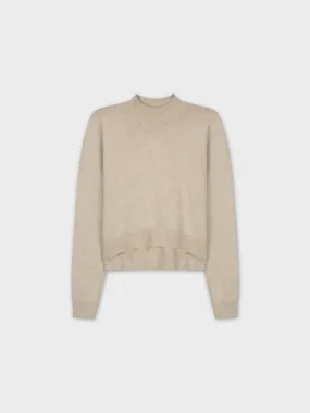 Crop Mock Neck Turtleneck-Heathered Cream