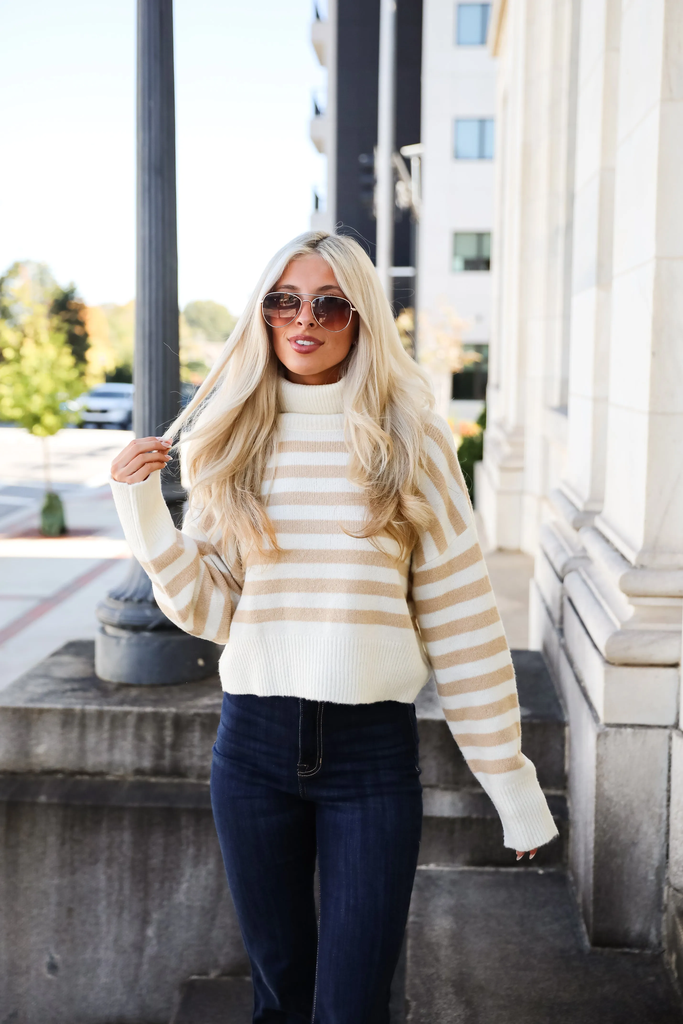 Cuddly Approach Striped Turtleneck Sweater