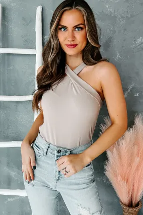 Cut The Antics Halter Neck Bodysuit (Light Taupe)