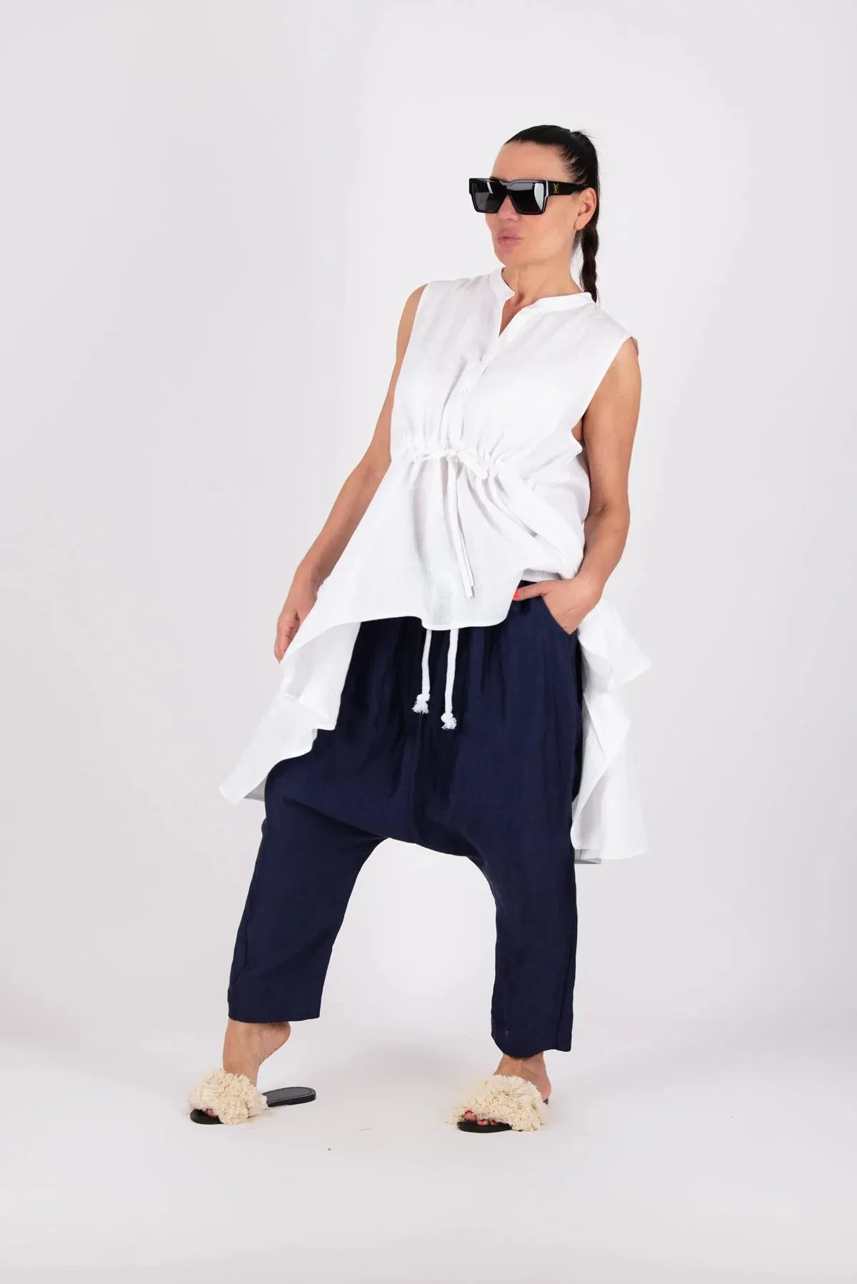 DANIELA Asymmetric Linen Top