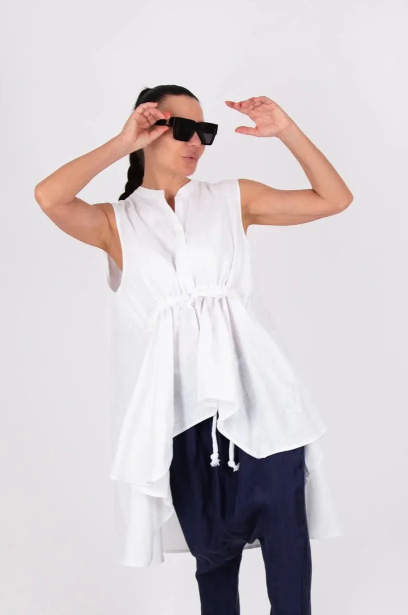 DANIELA Asymmetric Linen Top