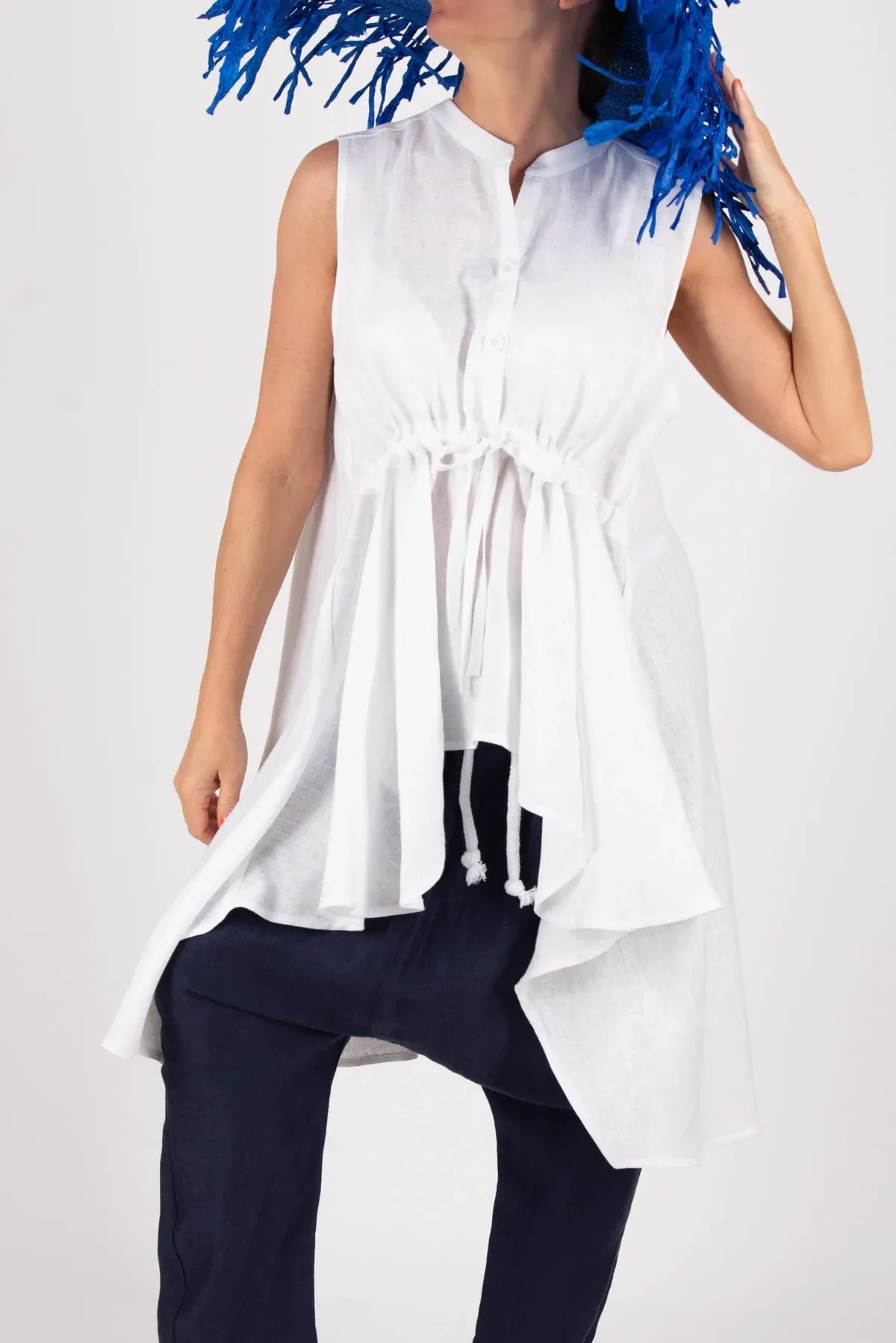 DANIELA Asymmetric Linen Top