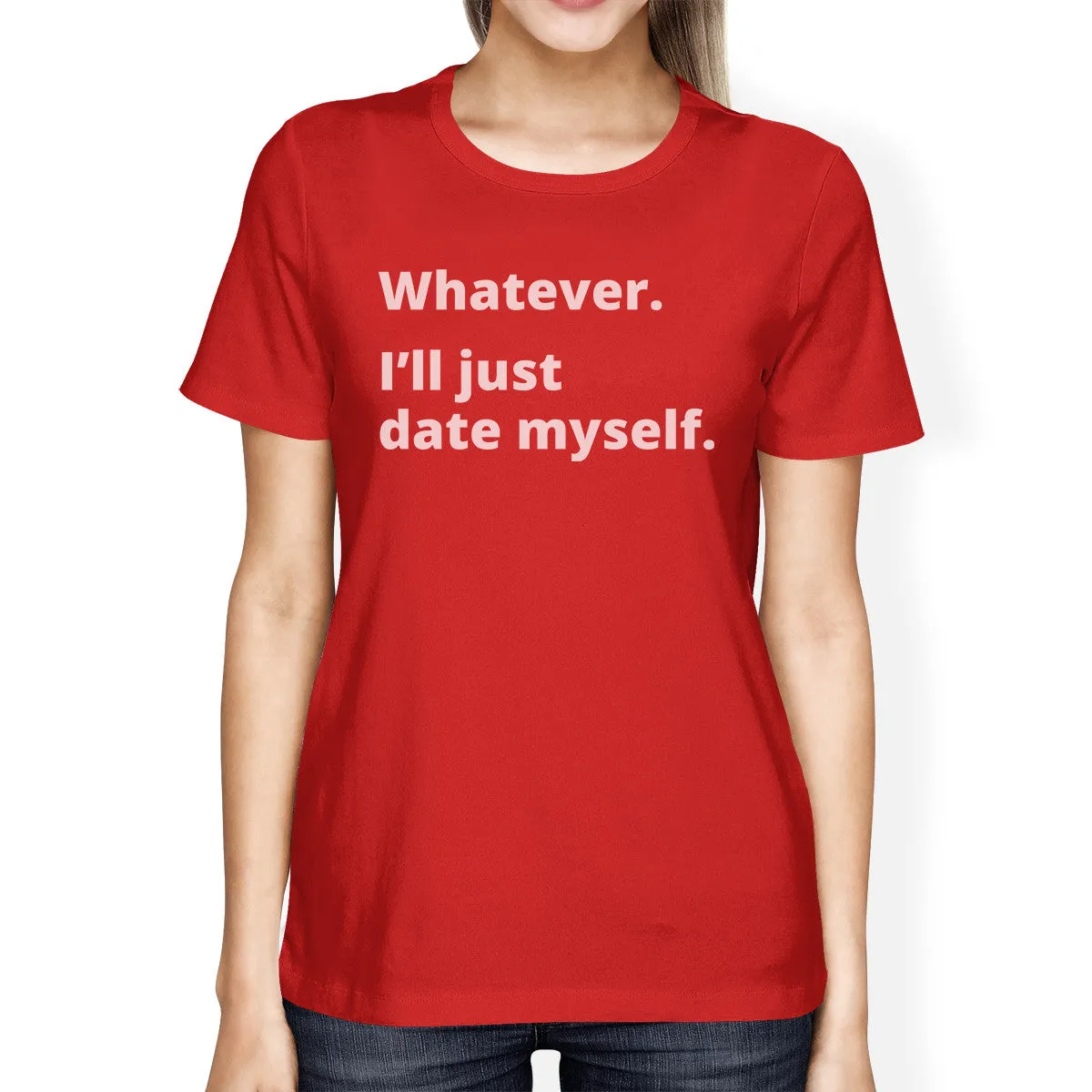 Date Myself Womens Red Short Sleeve T Shirt Cute Graphic Design