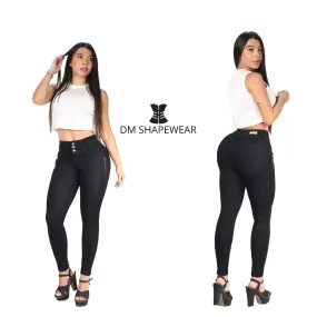 DM Shapewear 3 button black push up jeans