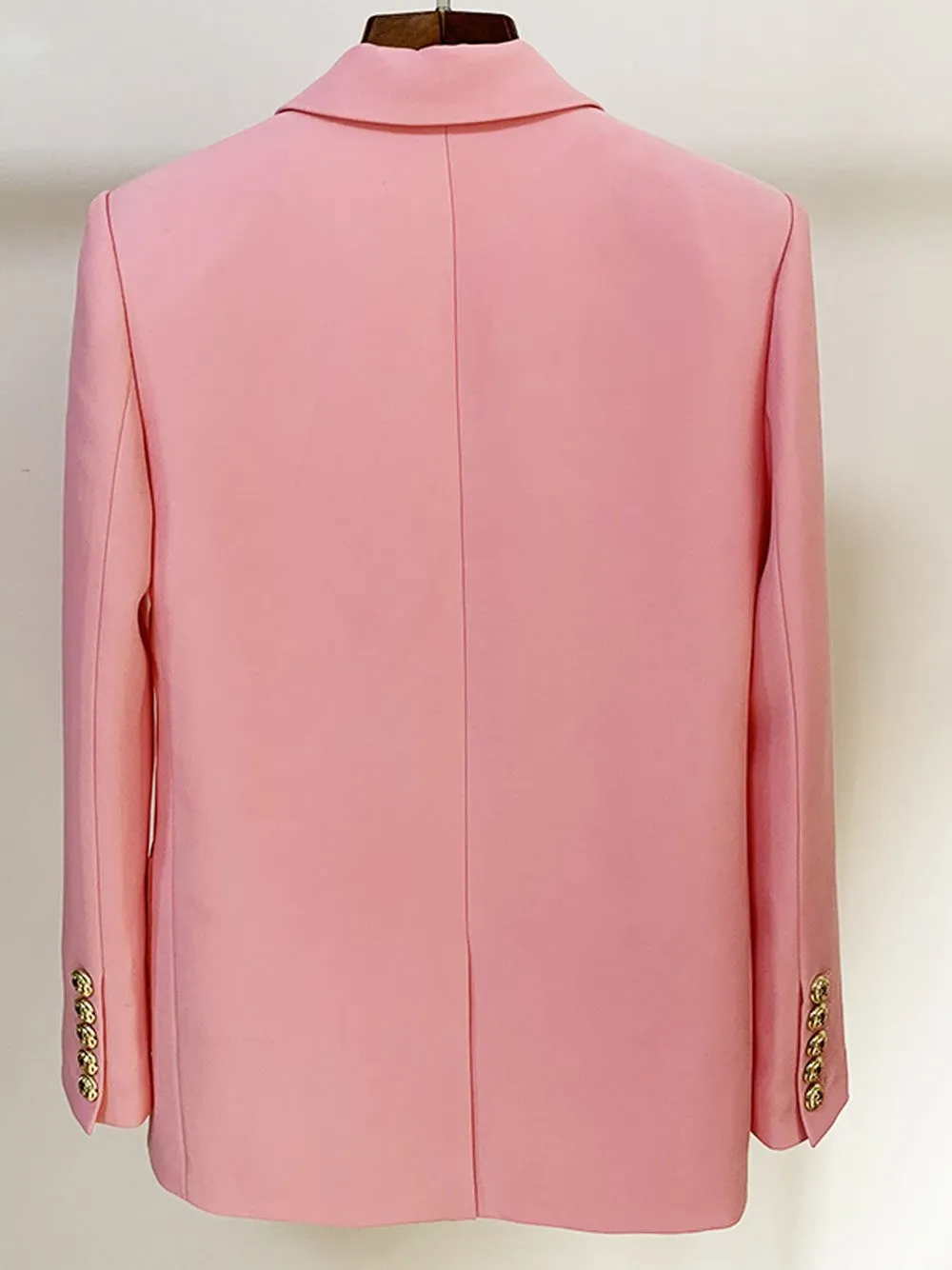 Double Breasted Long Blazer in Pink