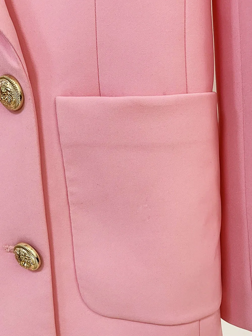 Double Breasted Long Blazer in Pink