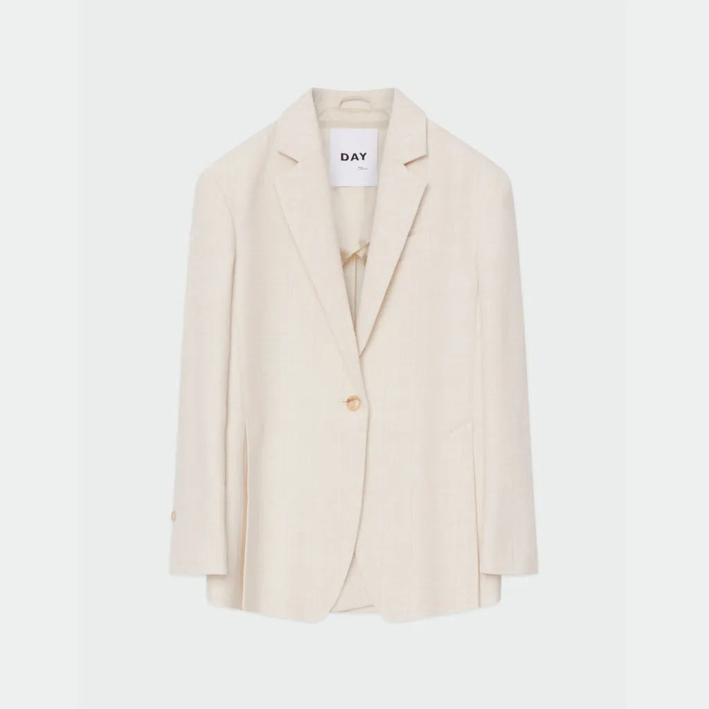 Emile Cream Textured Single Breasted Blazer