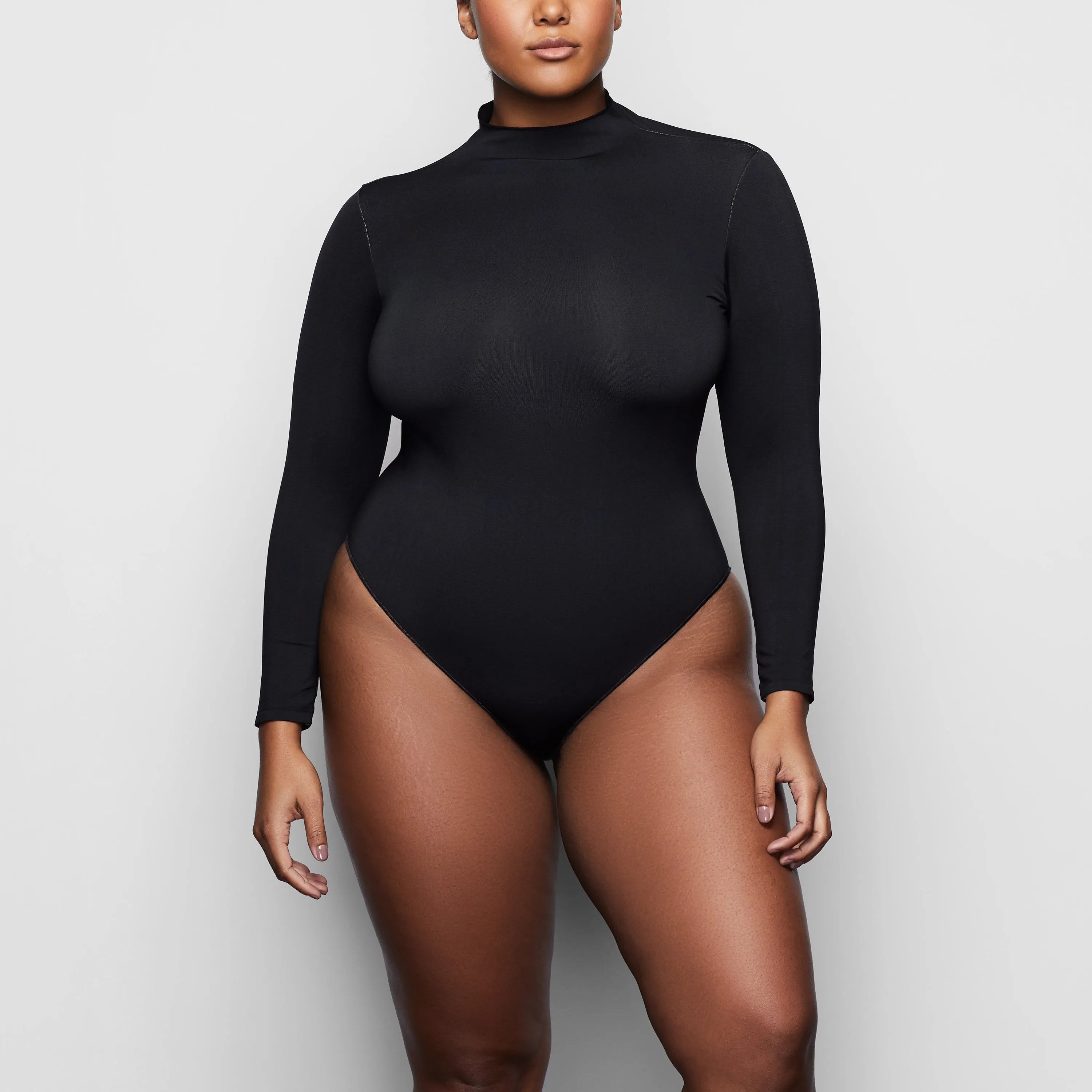 ESSENTIAL MOCK NECK LONG SLEEVE BODYSUIT | ONYX