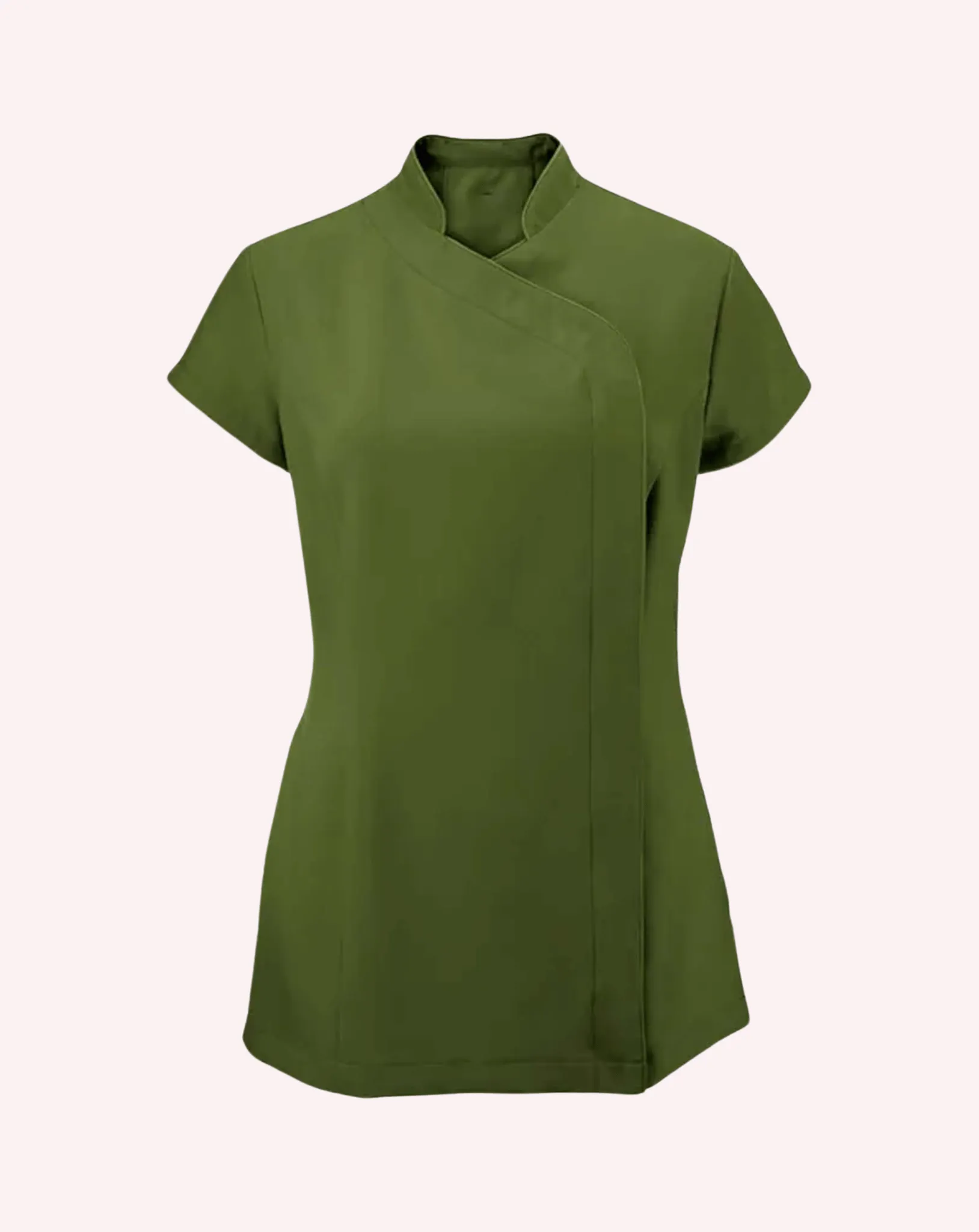 Event Mandarin Collar Asymmetric Tunic - Olive Green