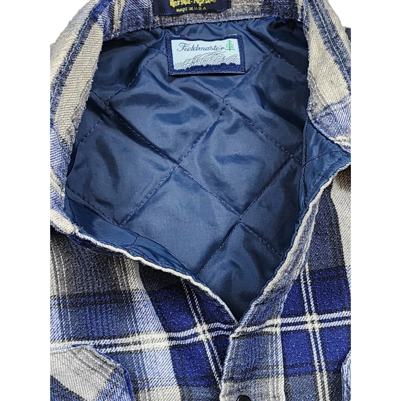 Fieldmaster Plaid Flannel Shirt Mens XL Shacket Long Sleeve Perma Prest Quilted
