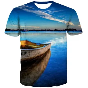 fishing T-shirt Men fish Tshirts Casual lake Tshirts Cool Short Sleeve T shirts