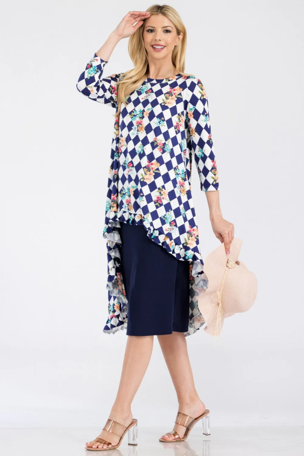 Floral Checkered Tunic