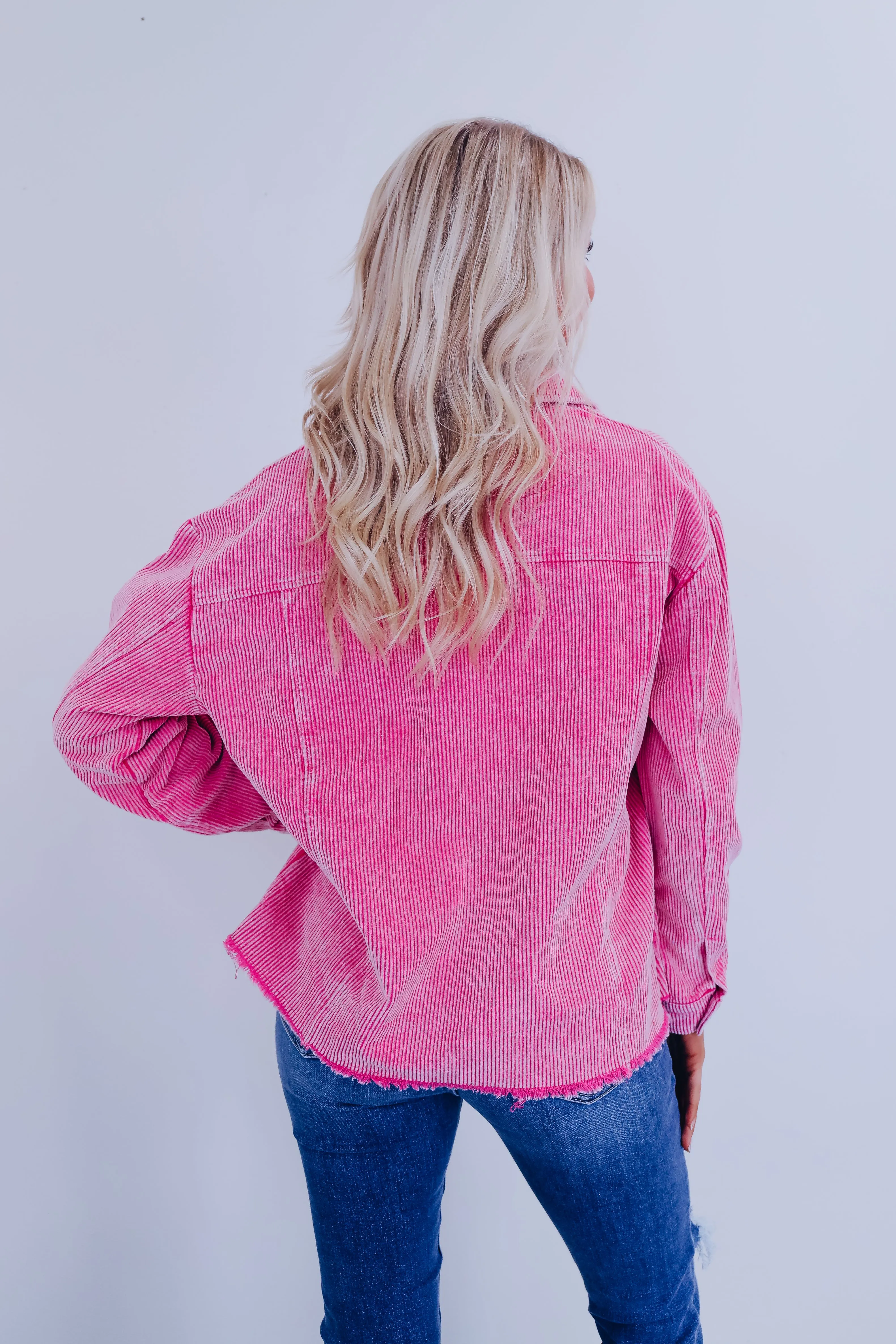 Gracie Corduroy Shacket - Pink