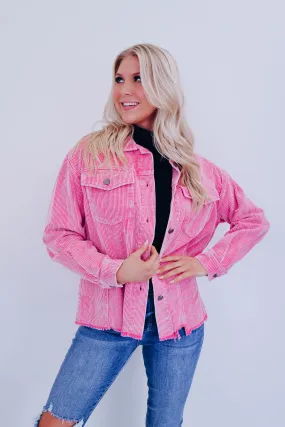 Gracie Corduroy Shacket - Pink