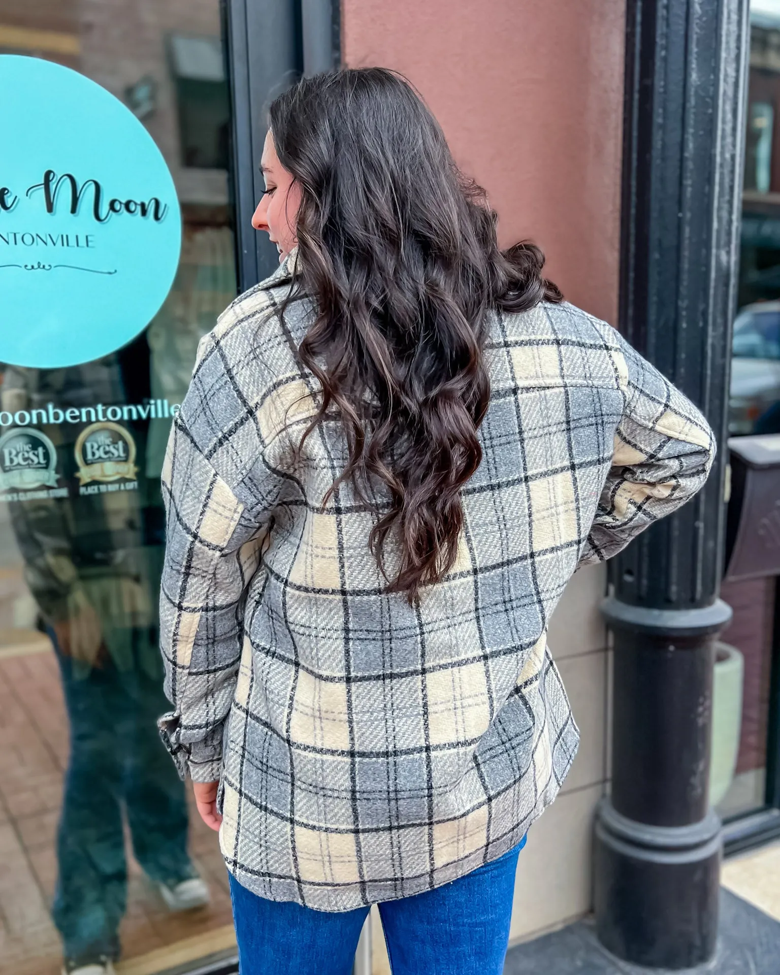 Grey Woven Plaid Shacket