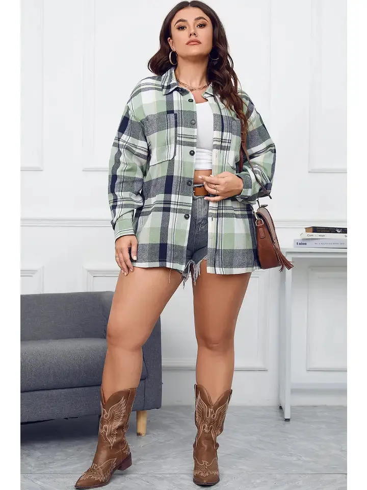 In A Pinch Plaid Shacket (Plus)