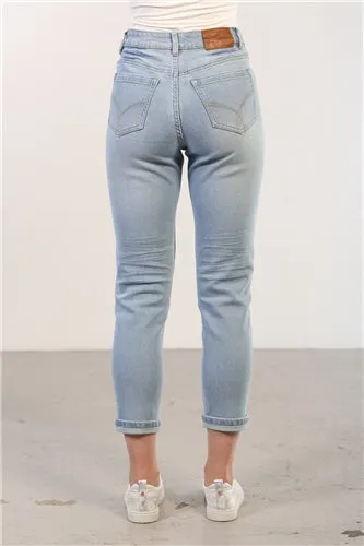 KEILE MOM JEANS SHORT LEG (LIGHT BLUE)