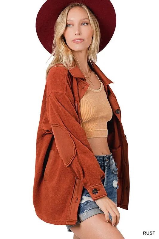 Kimber Oversized Fleece Shacket - Rust