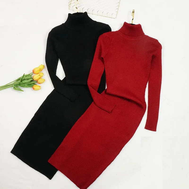 Knitted Turtleneck Dress