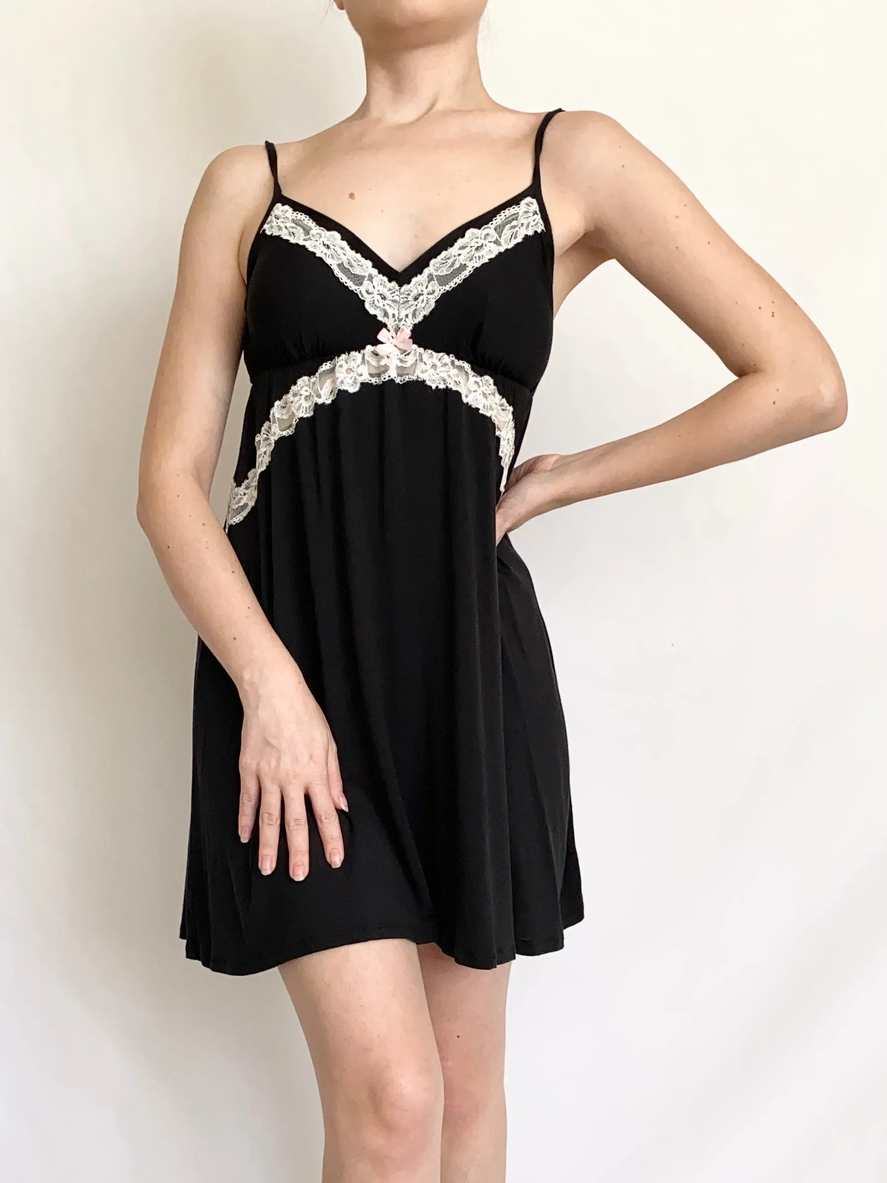 Lace Trim Victoria's Secret Soft Black Nightie (S)
