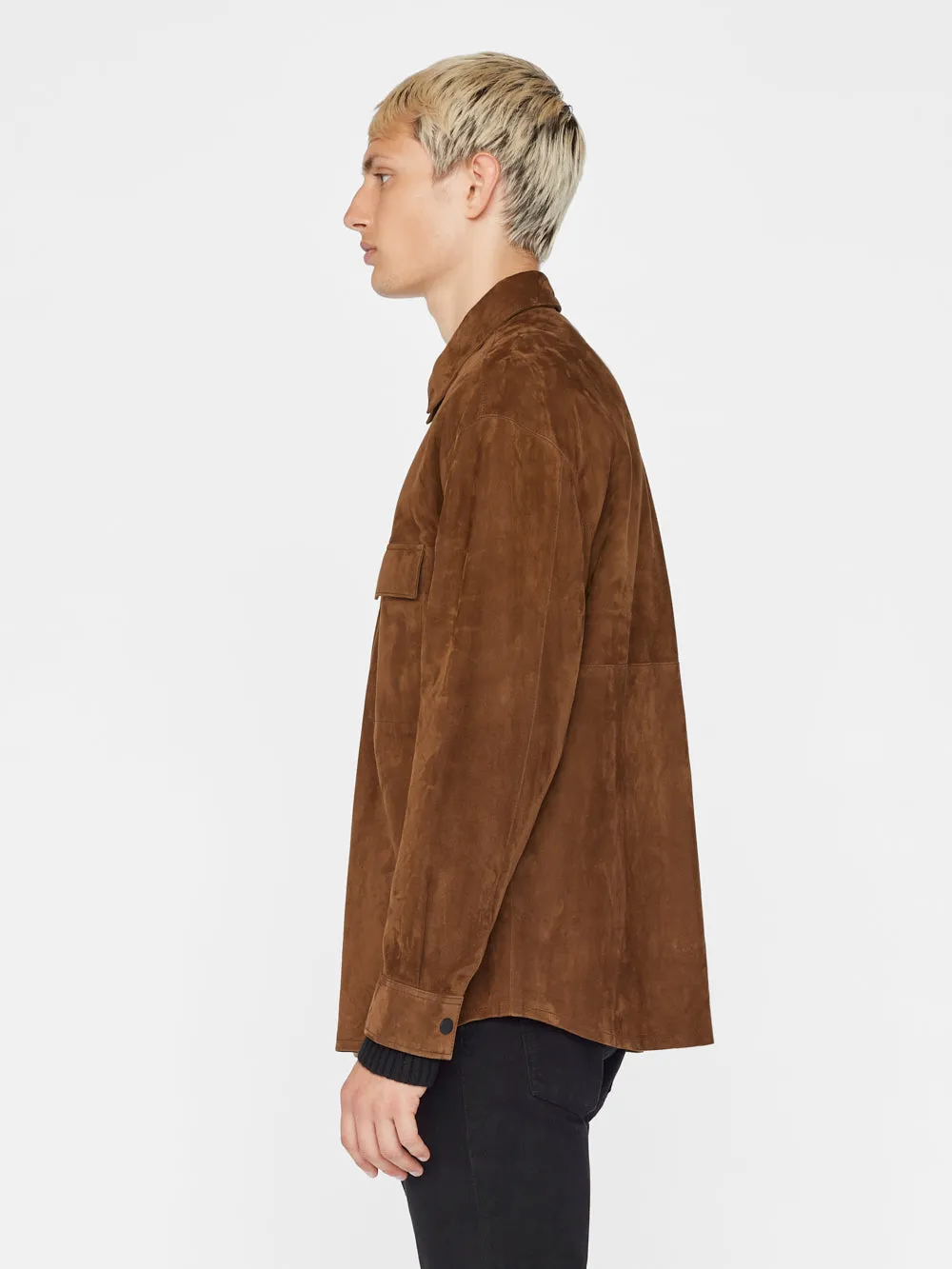 Long Sleeve Suede Shirt -- Caramel