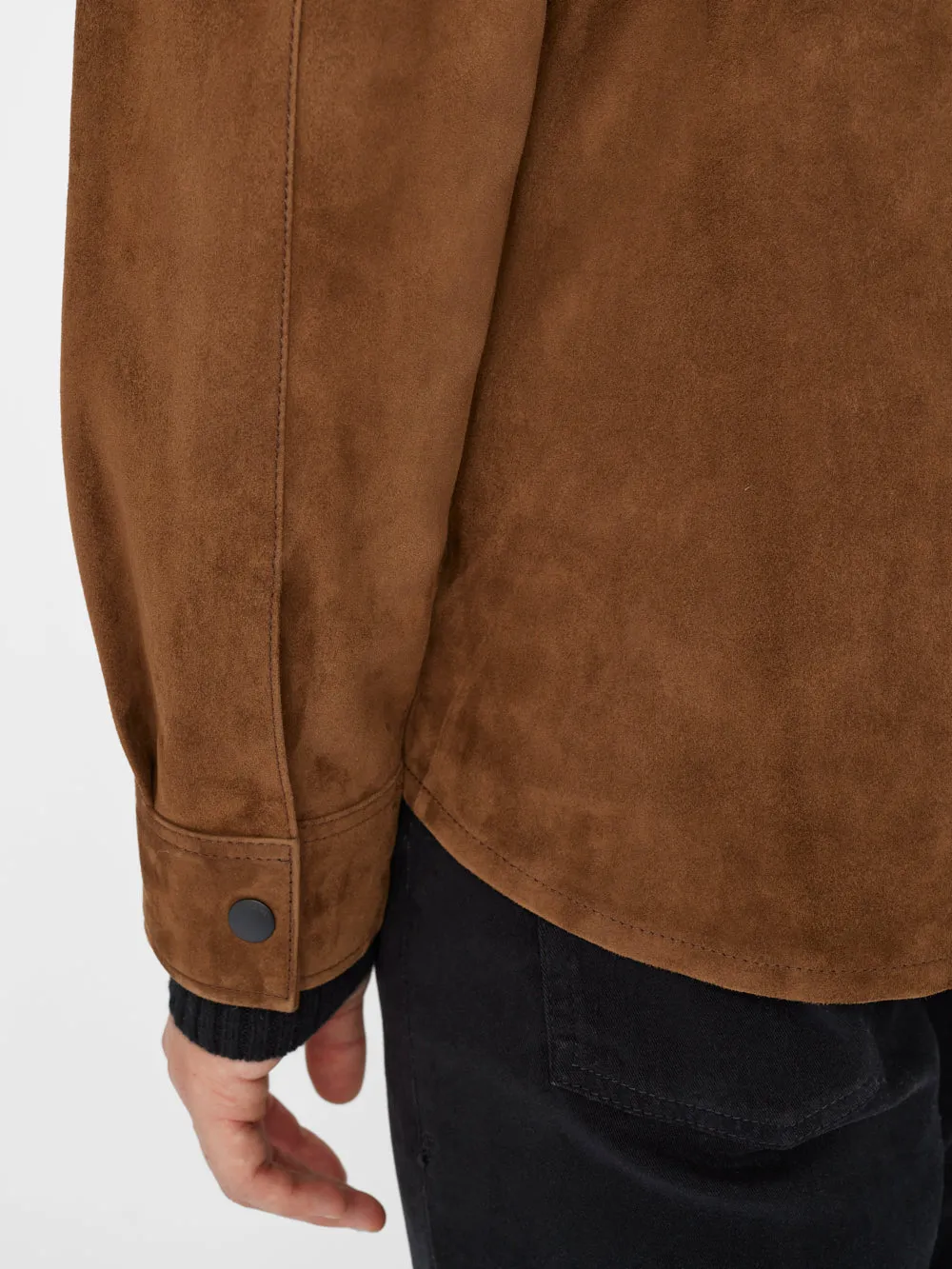 Long Sleeve Suede Shirt -- Caramel