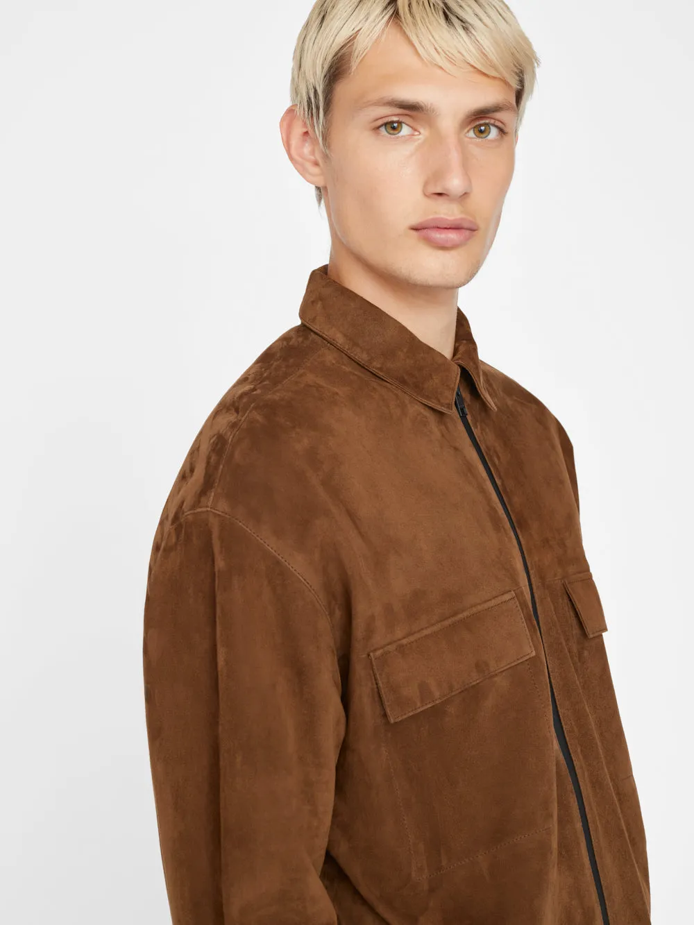 Long Sleeve Suede Shirt -- Caramel