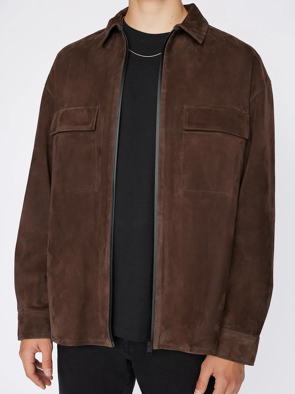 Long Sleeve Suede Shirt -- Dark Wood