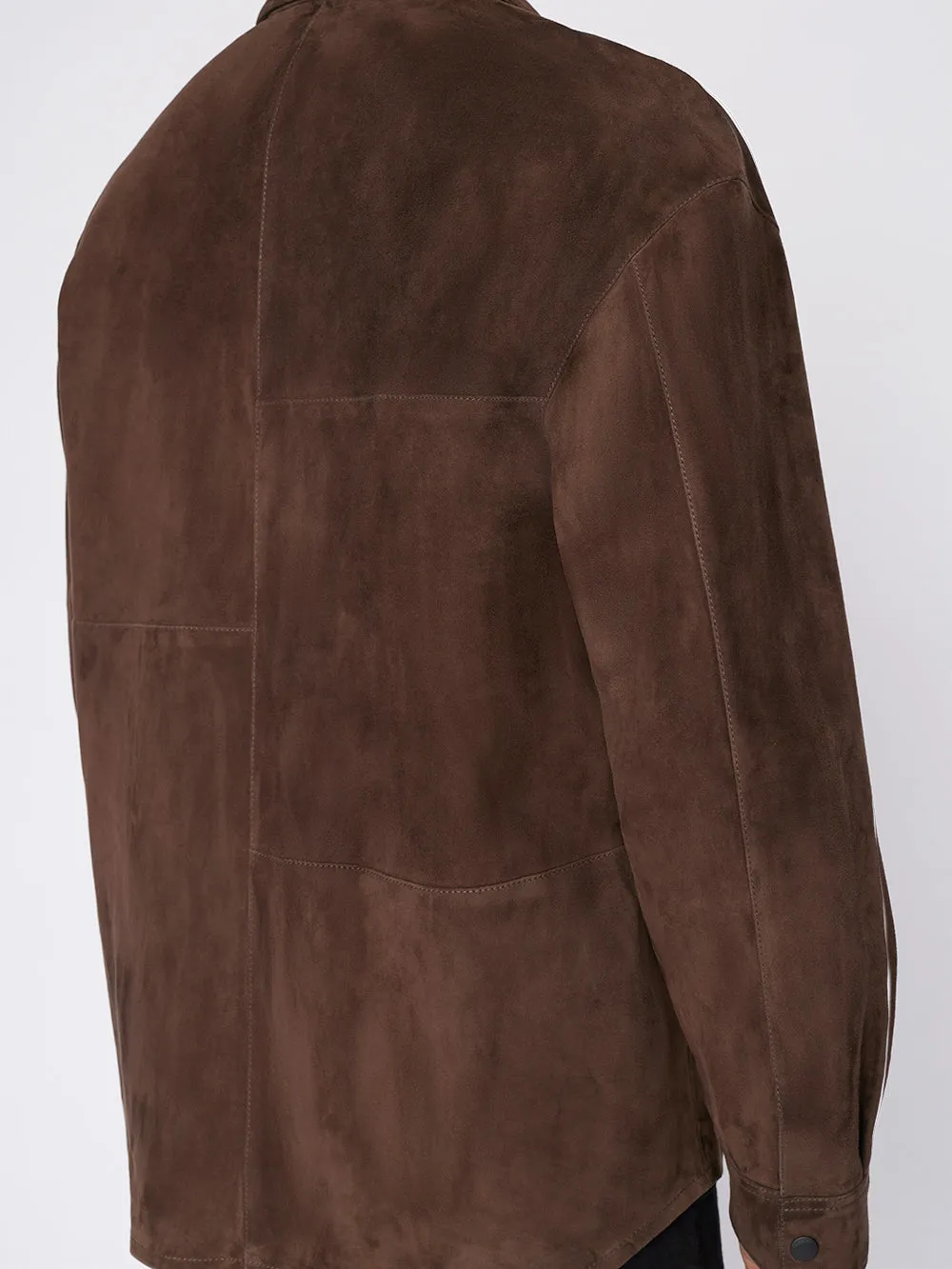 Long Sleeve Suede Shirt -- Dark Wood