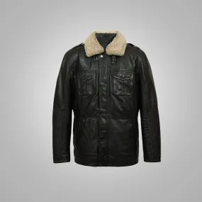 Mens Black Sheep Nappa Leather Coat