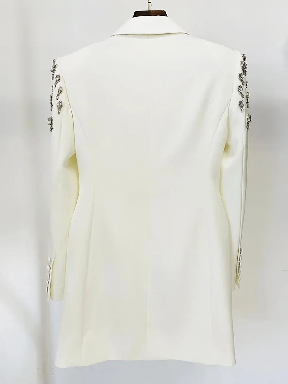 MESSA Beaded Cady Mini Blazer Dress in White