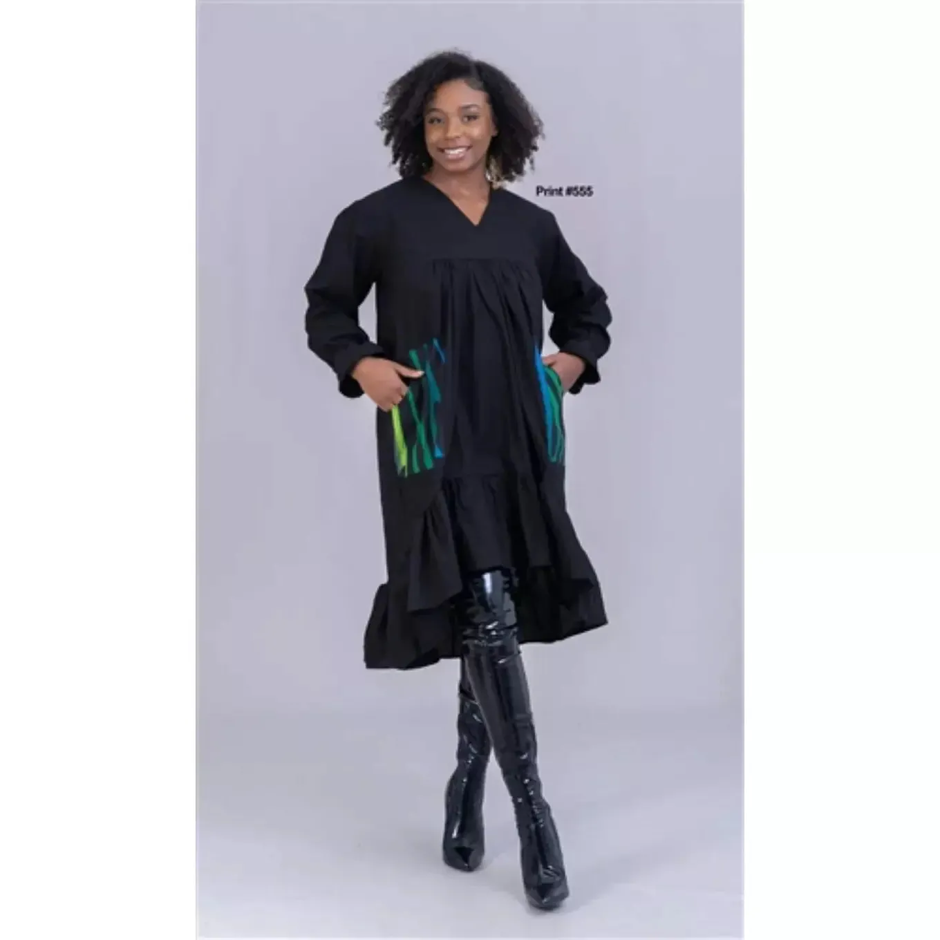 Midi Black Ruffled Dress
