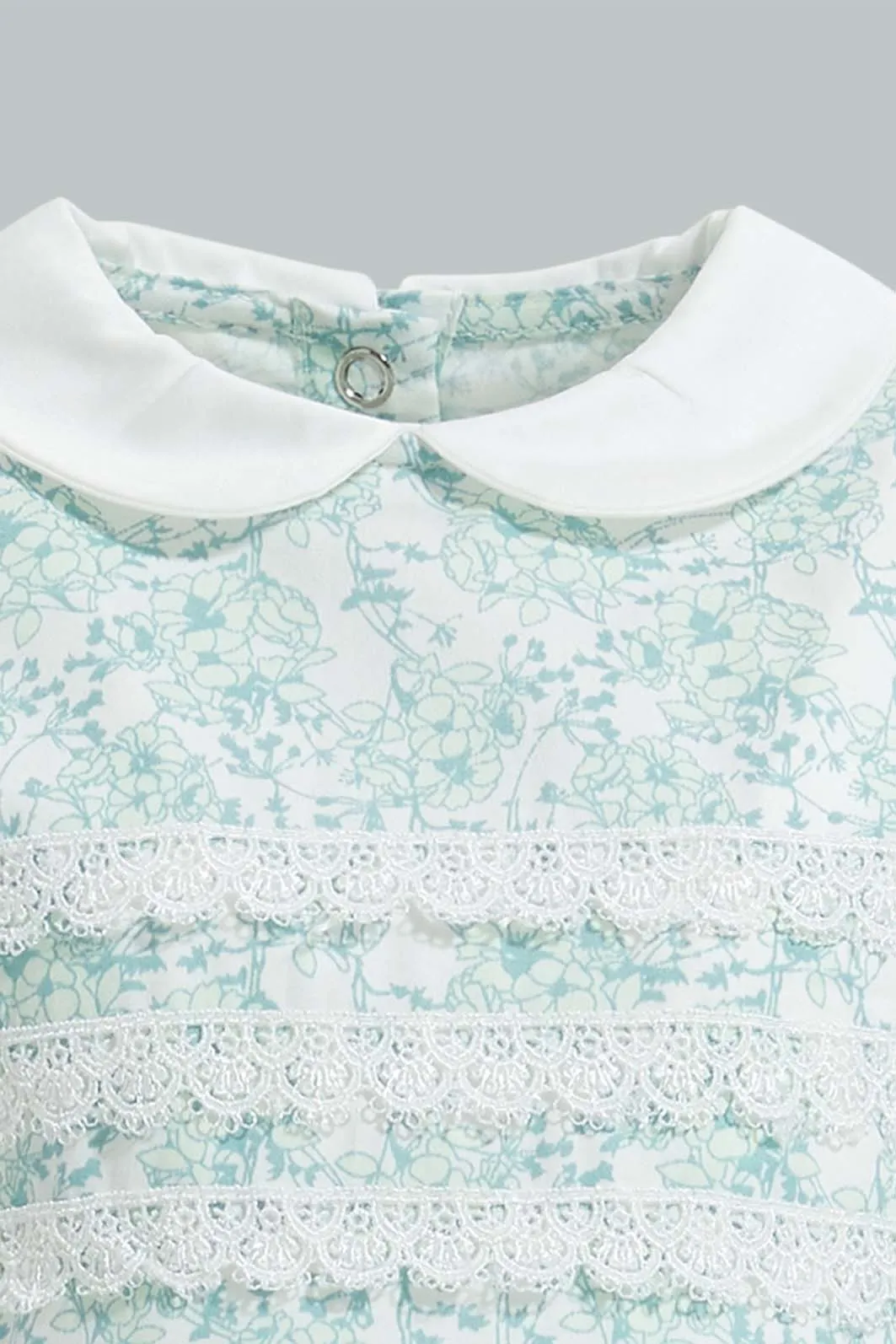 Mint Embellished Dress For Babies