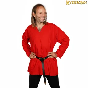 Mythrojan “Raider” Canvas Tunic 100% Cotton Medieval Viking Knight SCA LARP - Red